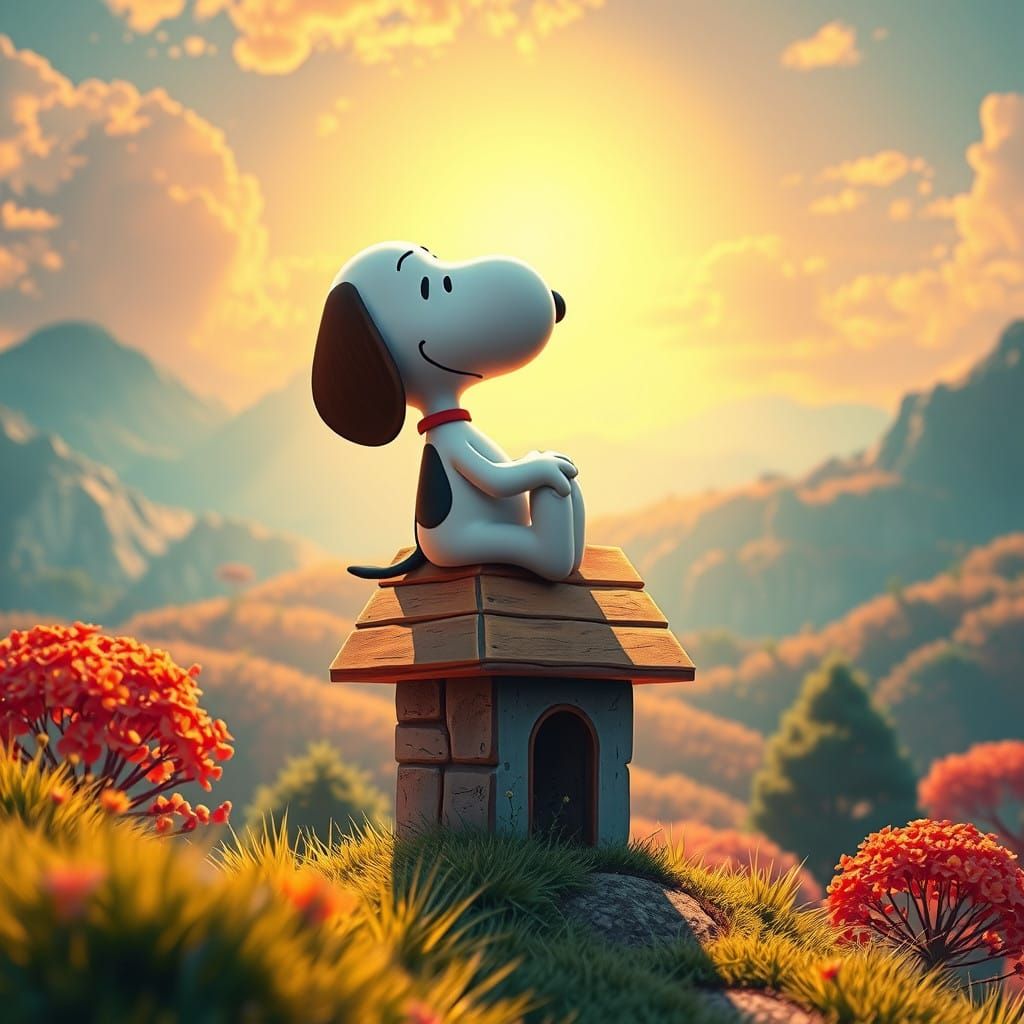 Surreal Beagle King Reigns Over Whimsical Realm