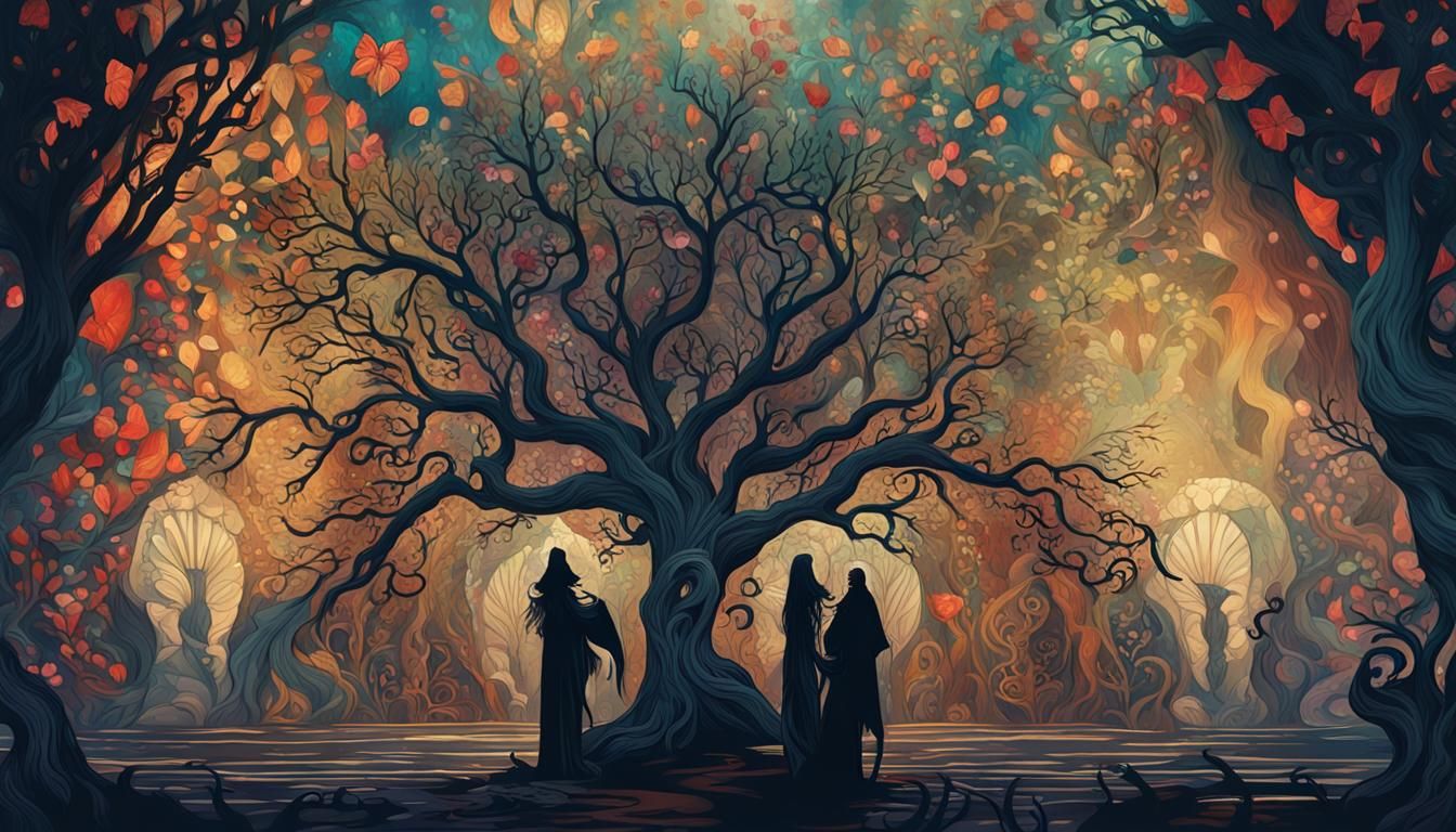 Mystical Faceless Woman in Art Nouveau Style