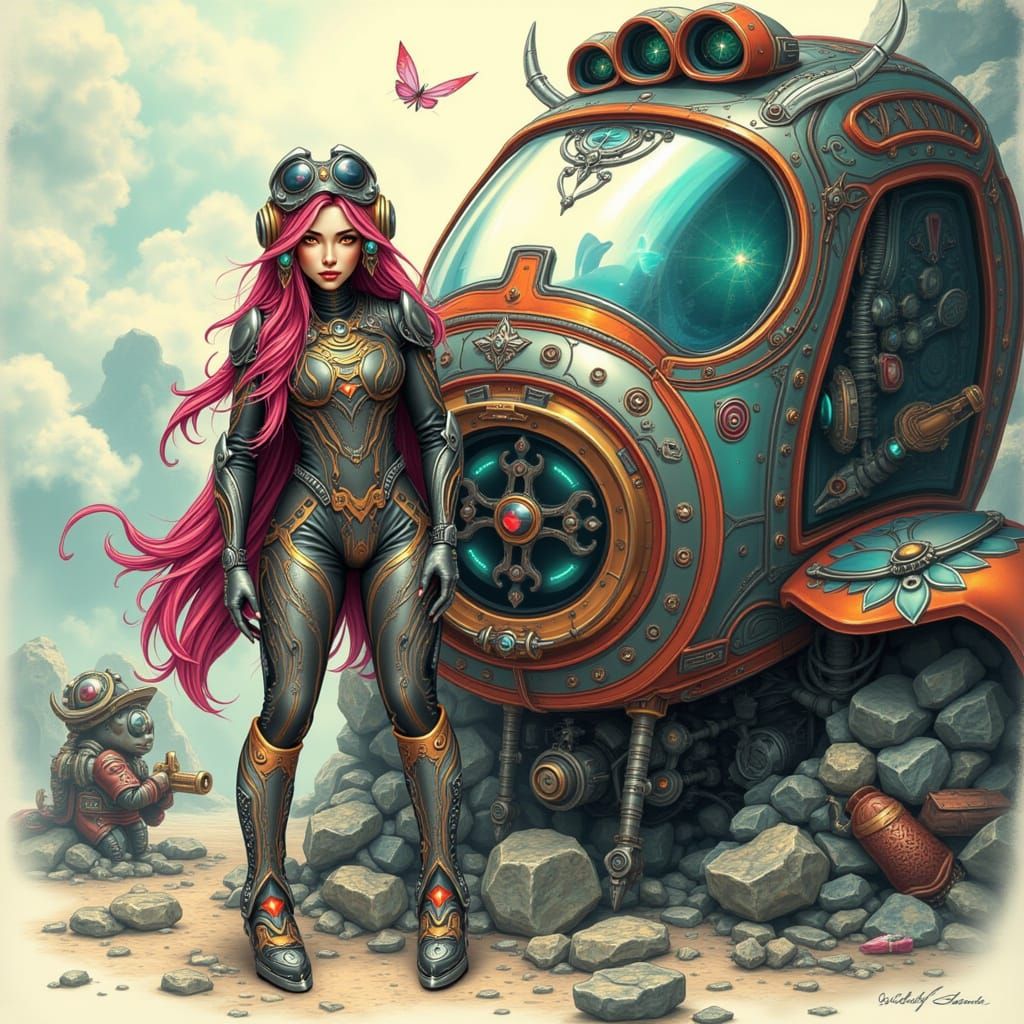 Bewildered Butterfly Mechanic with Broken Speed-Air Vehicle