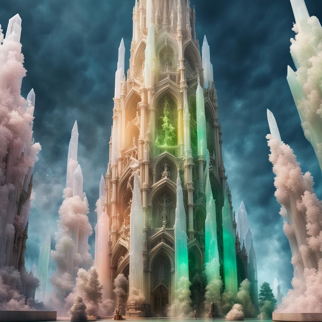 Jade Crystal Tower: Gothic Brutalist Fairytale Cathedral