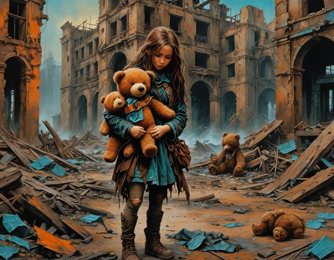 Post-Apocalyptic Kindergarten Acrylic Painting