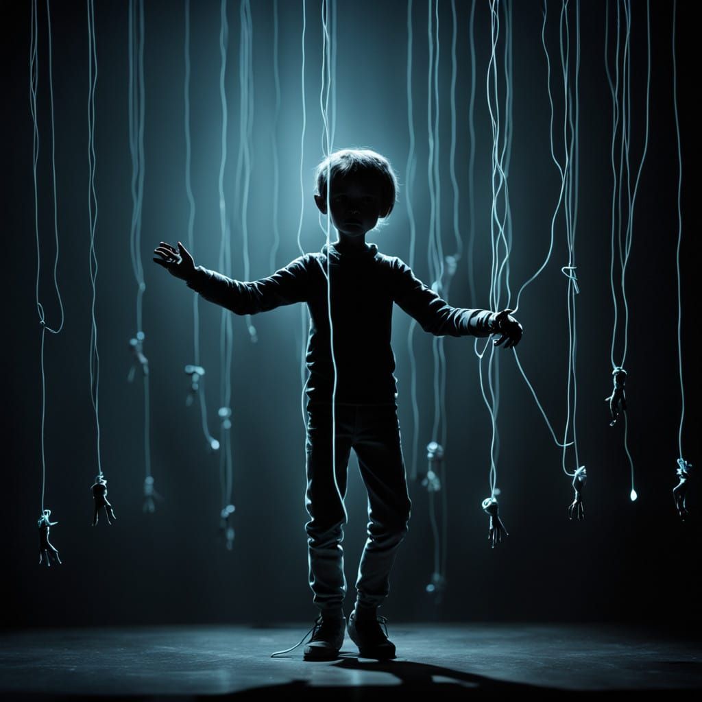 Glowing Marionette Dances in Dark Theater