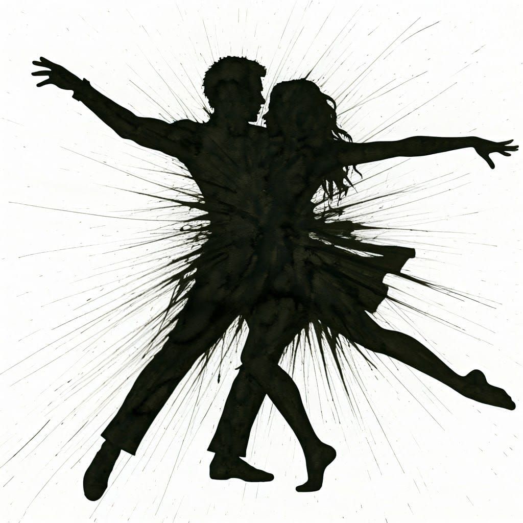 Expressive Ink Dance in Abstract Expressionist Style