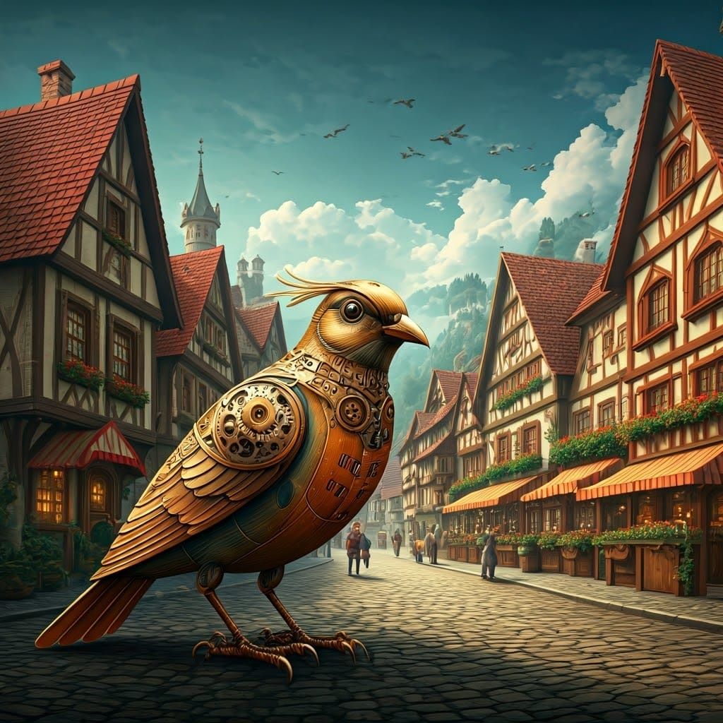 Oktoberfest Village with Steampunk Bird
