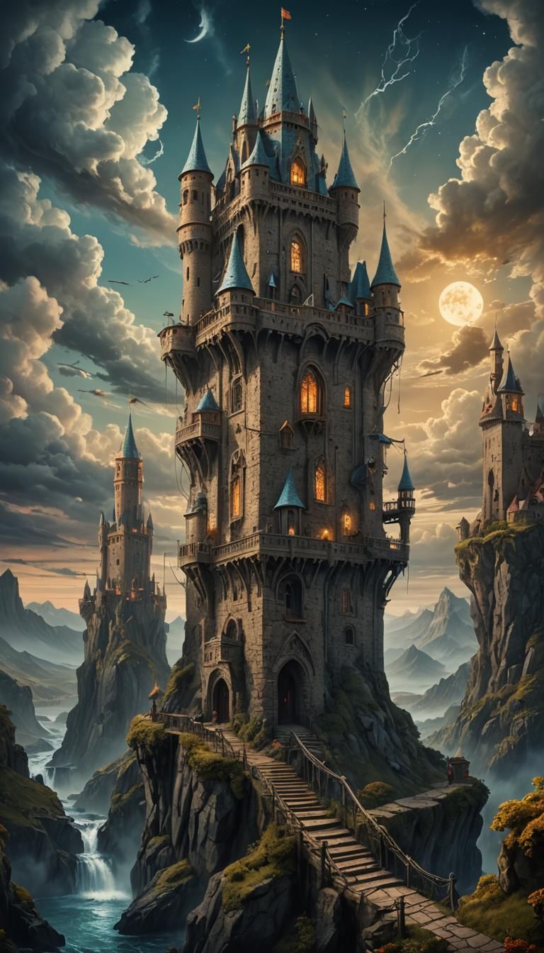 The Tower Tarot Card: Surreal Fantasy Art
