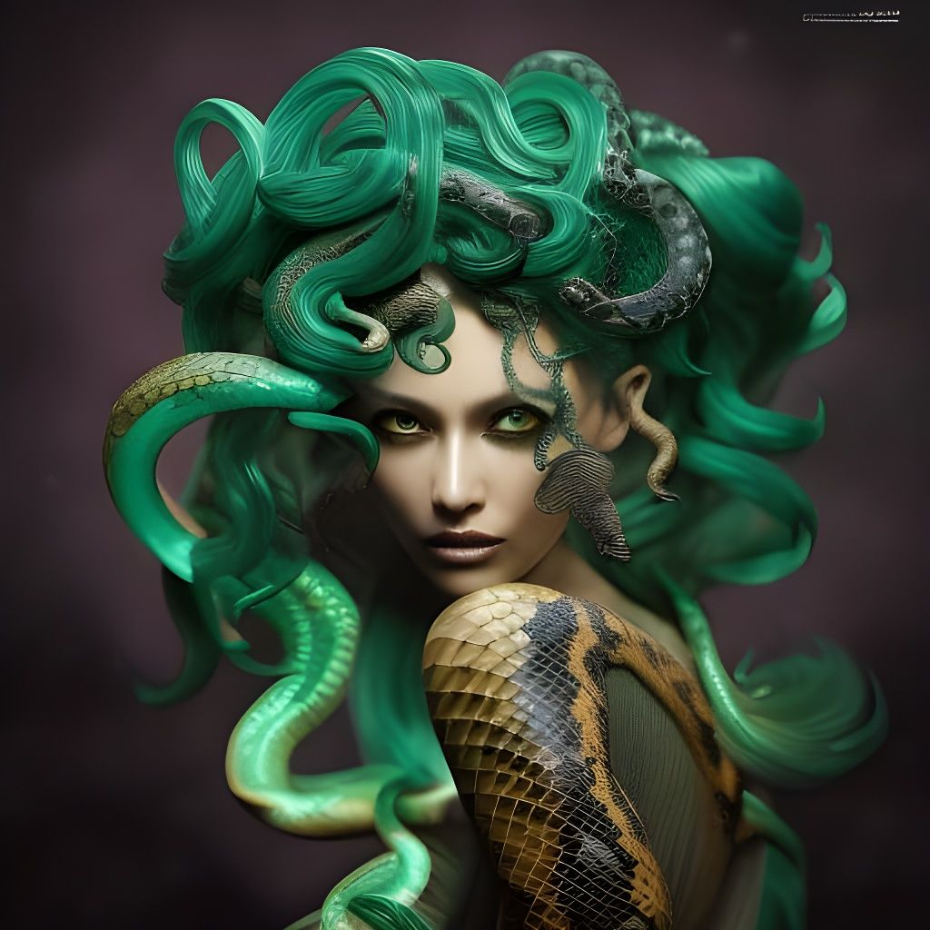 Elaborate Medusa Goddess Portrait in Dark Fantasy Style