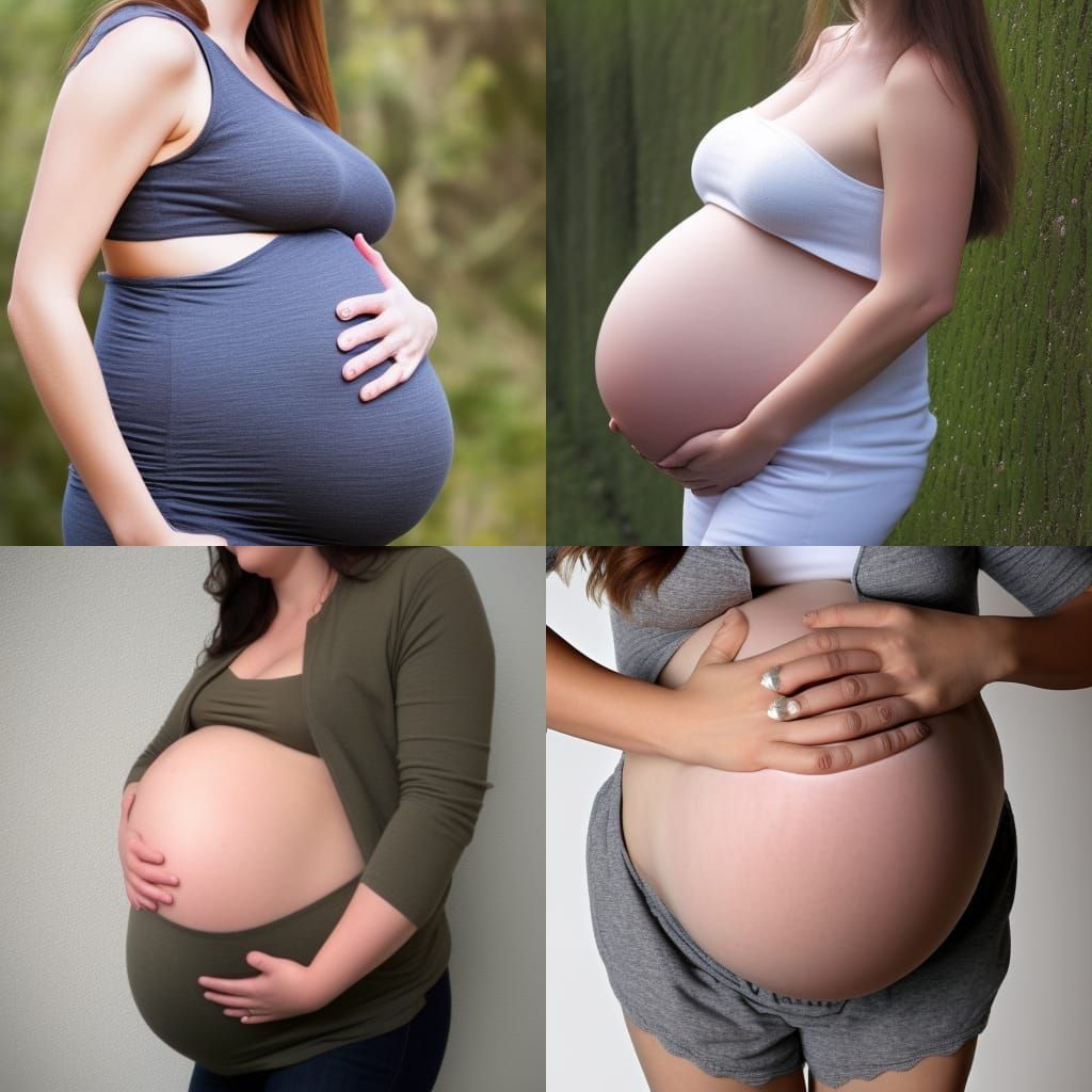 Pregnant Woman Rubbing Her Belly: A Mother's Touch