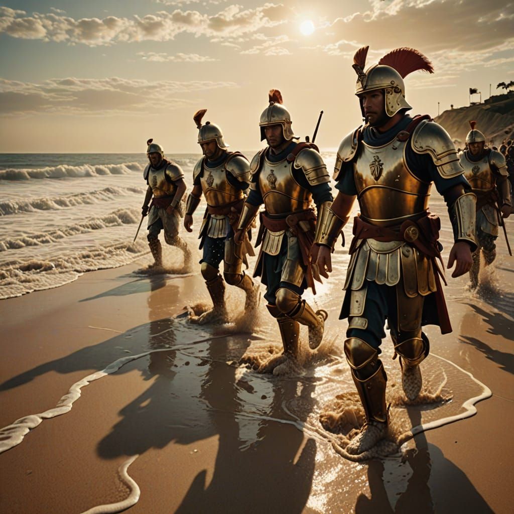 Roman Marines Storming Beach in Cinematic Style
