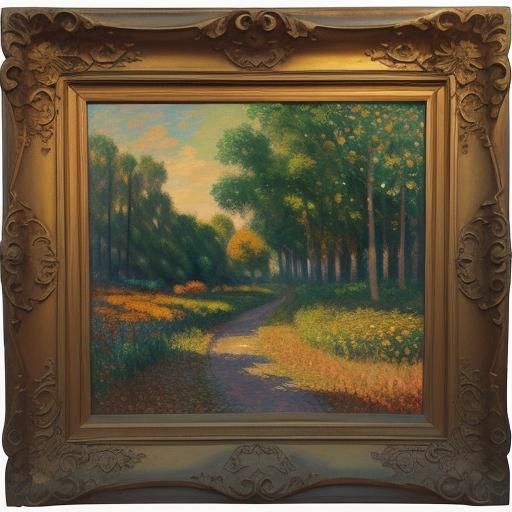 Emerald Snake in Autumn Leaves: Impressionist Oil Painting