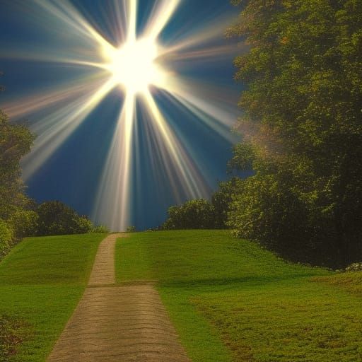 Heavenly Sunshine Beams Through Divine Clouds