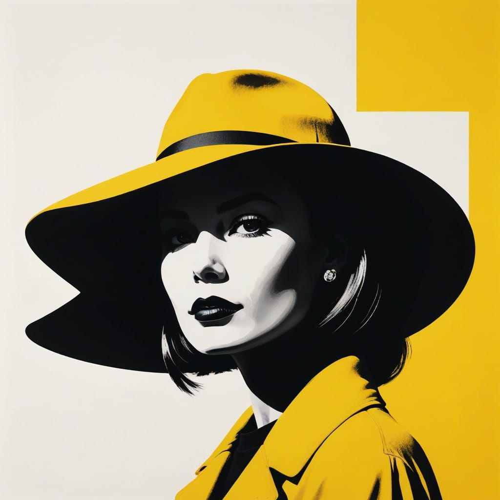 Minimalist Silhouette Portrait with Yellow Accent