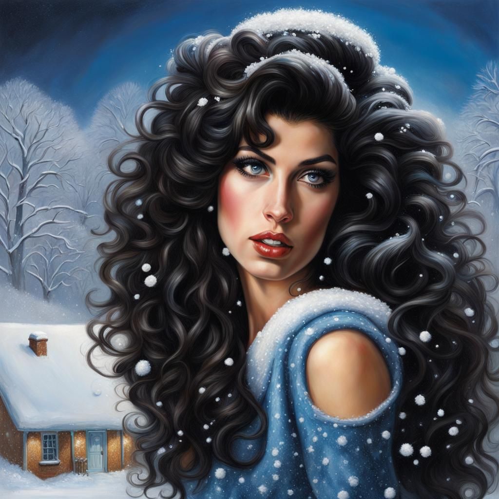 Hyperrealistic Portrait in Snow: Seduction and Fantasy