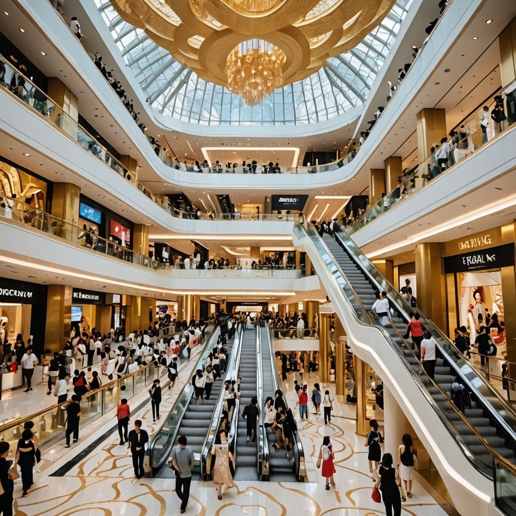 Bangkok Mall: Vibrant Asian Crowd in Modern Architecture