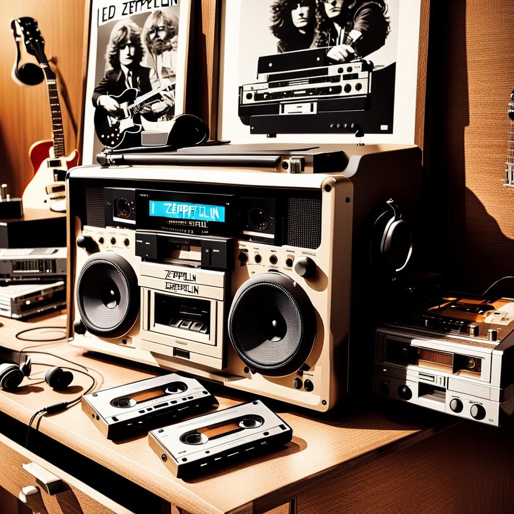 Walkman, Headphones, and Rock Band Poster