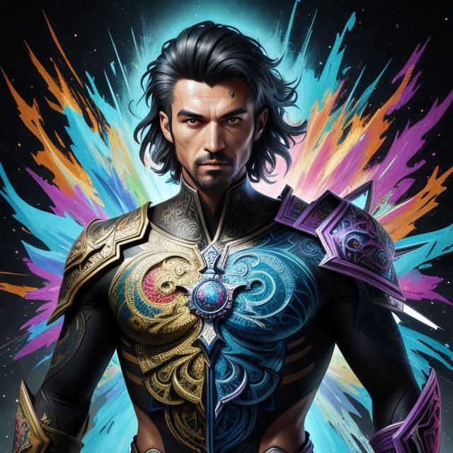 Elderly Man in Love With Fight as Spray Art