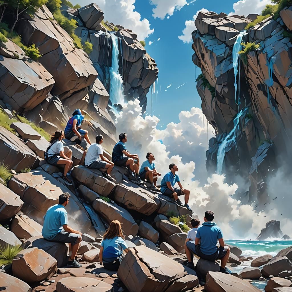 People Gazing at Striking Blue Sky: Splash Art