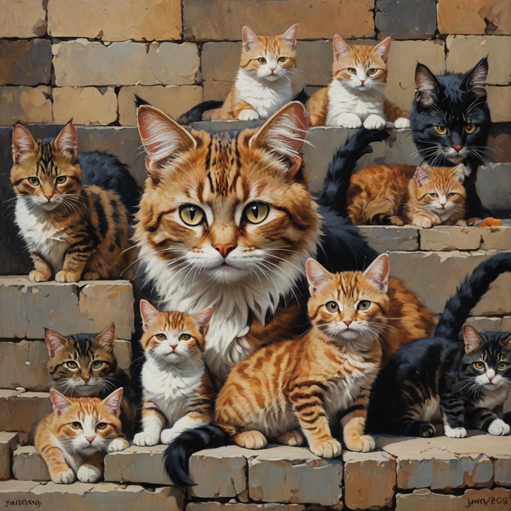 Lovecats as Oil Painting in Gurney Style