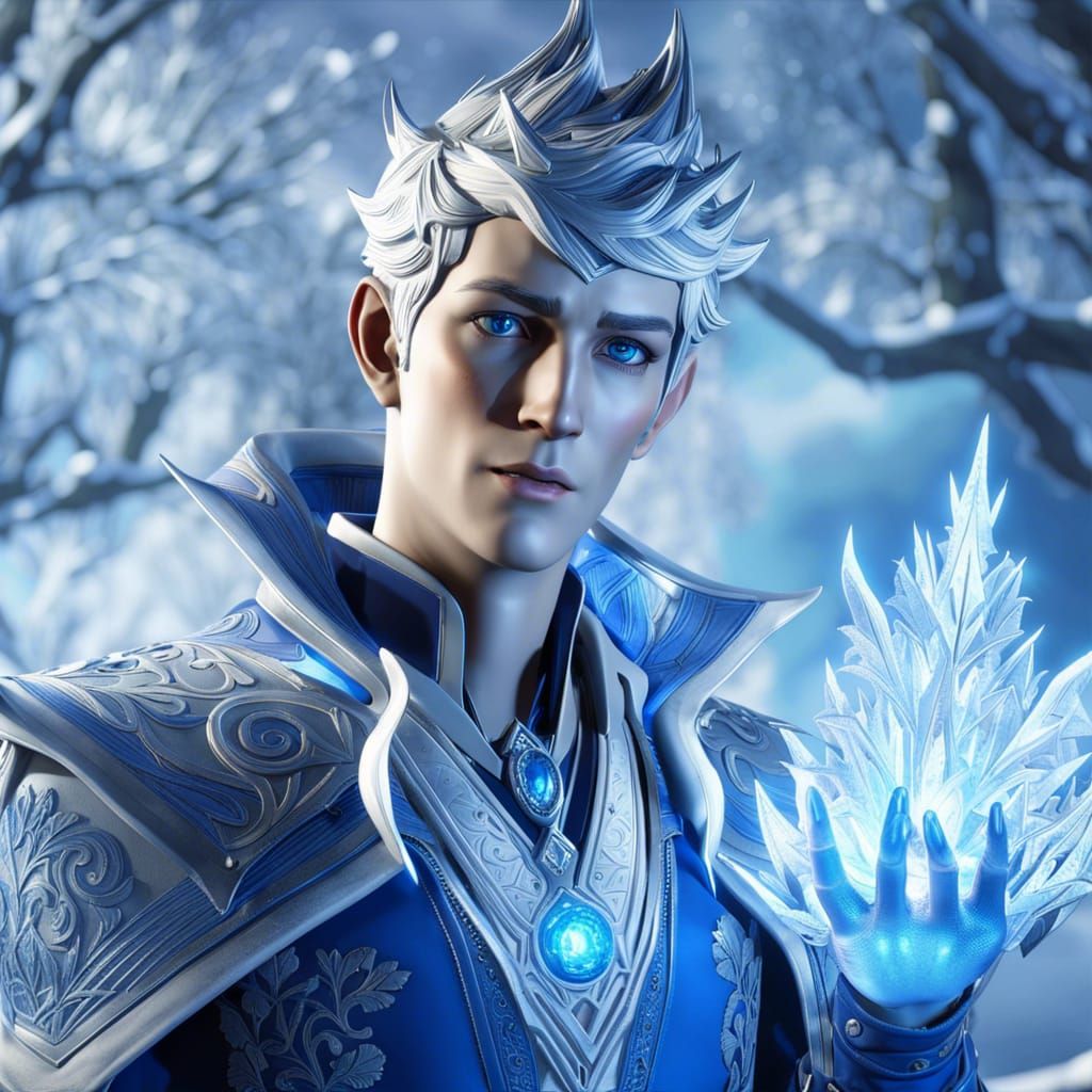 Handsome Jack Frost with Blue Magic, Fantasy Art