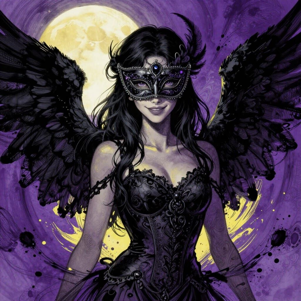 Dark Angel in Masquerade Mask