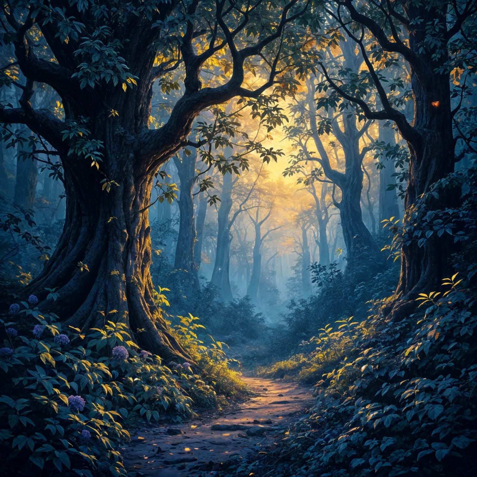 Enchanted Dark Fantasy Forest Concept Art