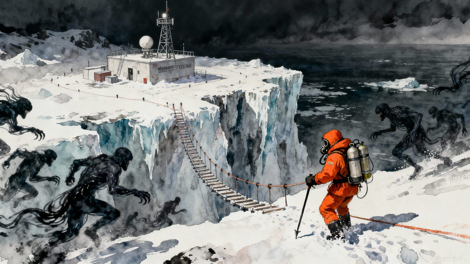 Survival Horror Mountain Descent in Digital Matte Painting S...