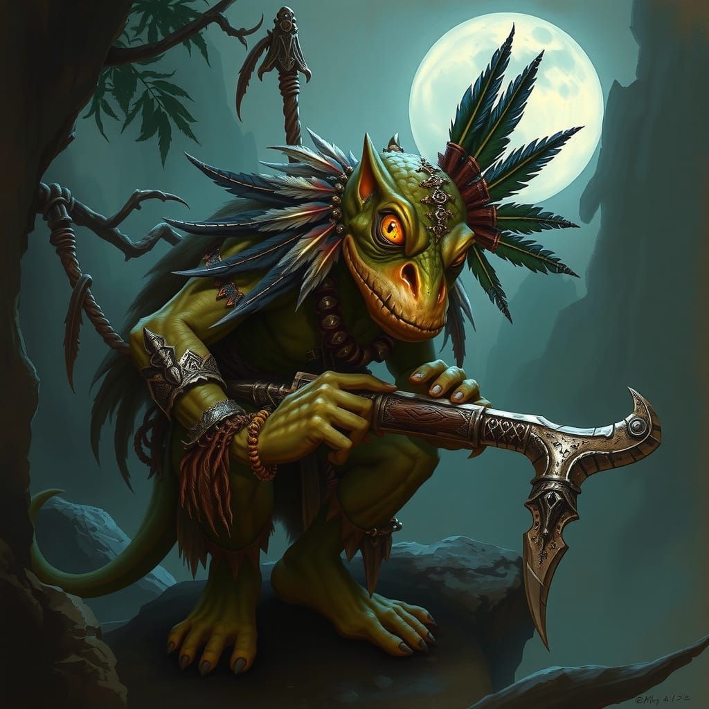 Tribal Murloc Assassin in Moonlit Jungle