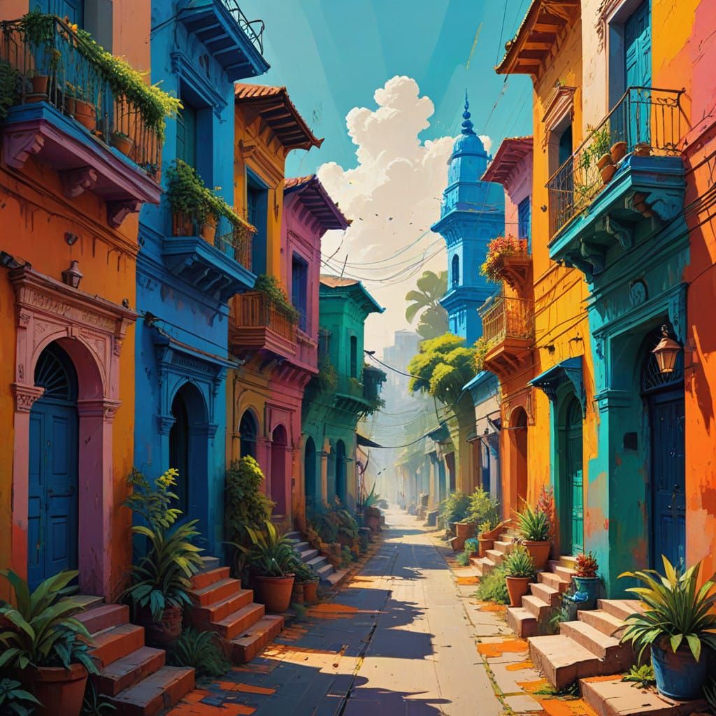 Rural India in Vibrant Abstract Art