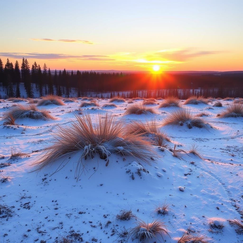 Radiant Beach Scene with Golden Sun