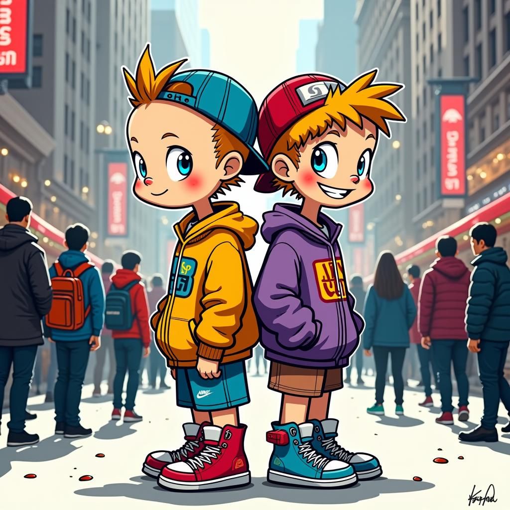 Streetwear Twins at NYFW in Rugrats Style