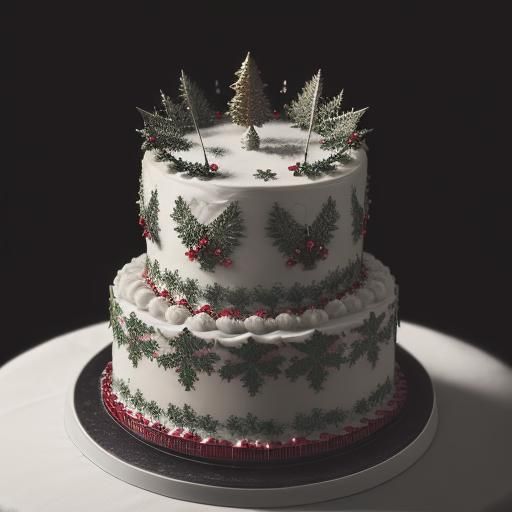 Hyperrealistic Christmas Cake with Intricate Details