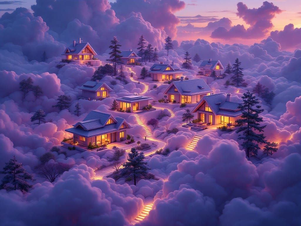 Enchanting Cloud Metropolis of Dreamy Cloud Structures in th...