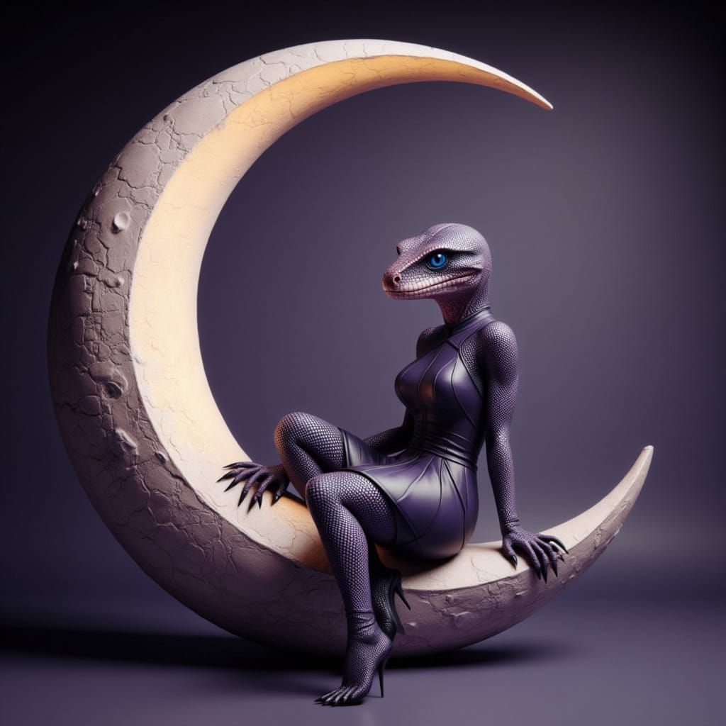 Reptilian Woman on the Moon