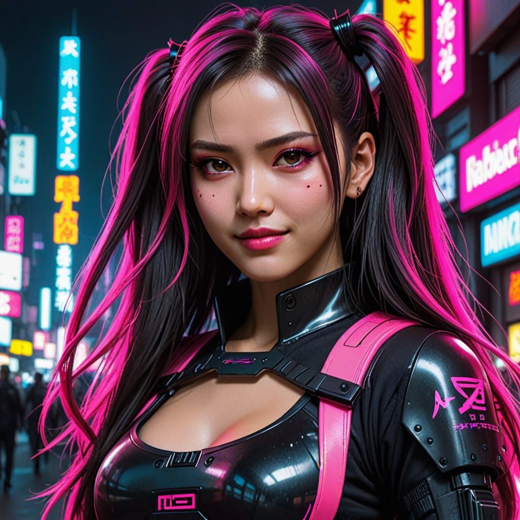 Cyberpunk Goddess in Neon Tokyo
