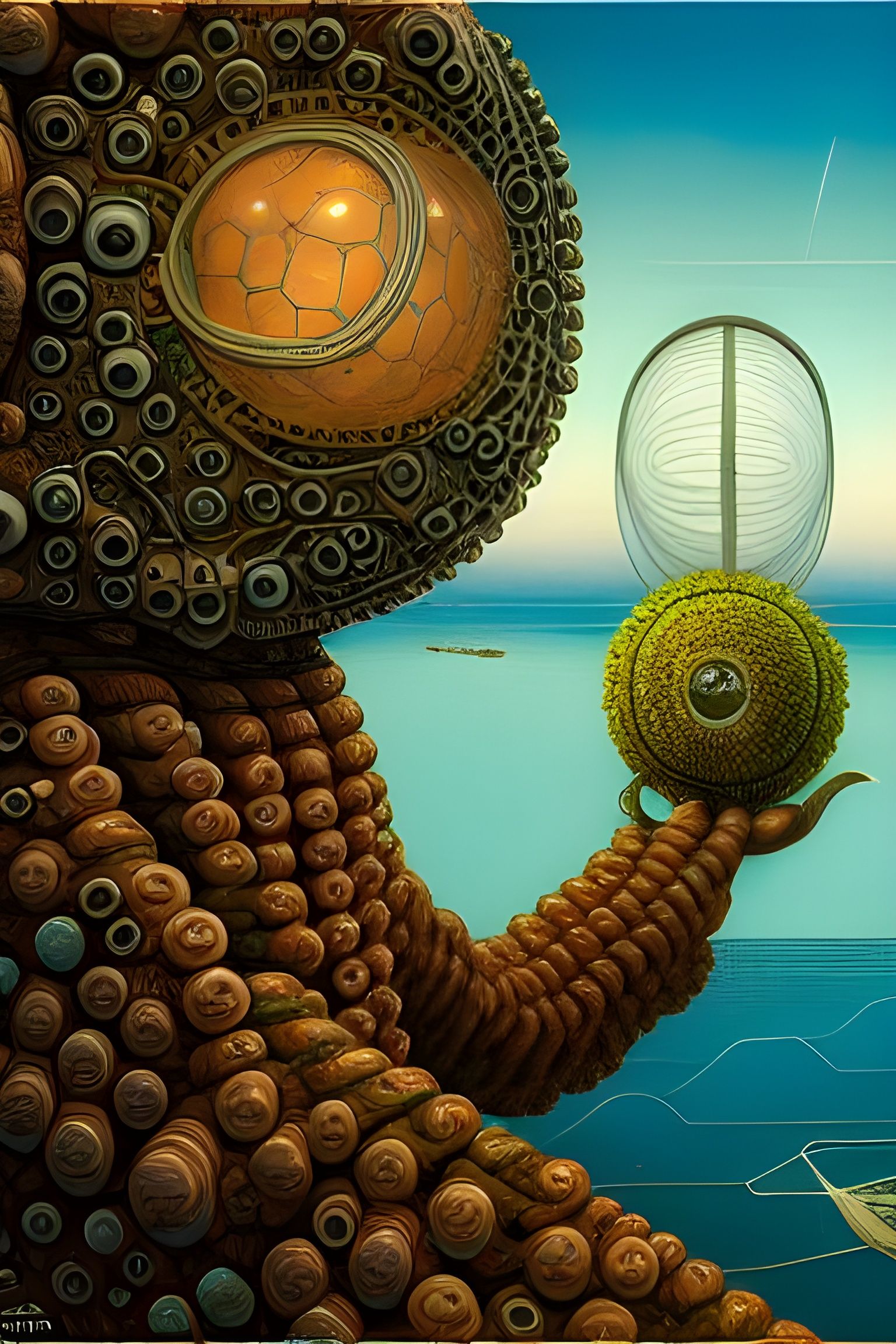 Surreal Biopunk Portrait of Viral Cell