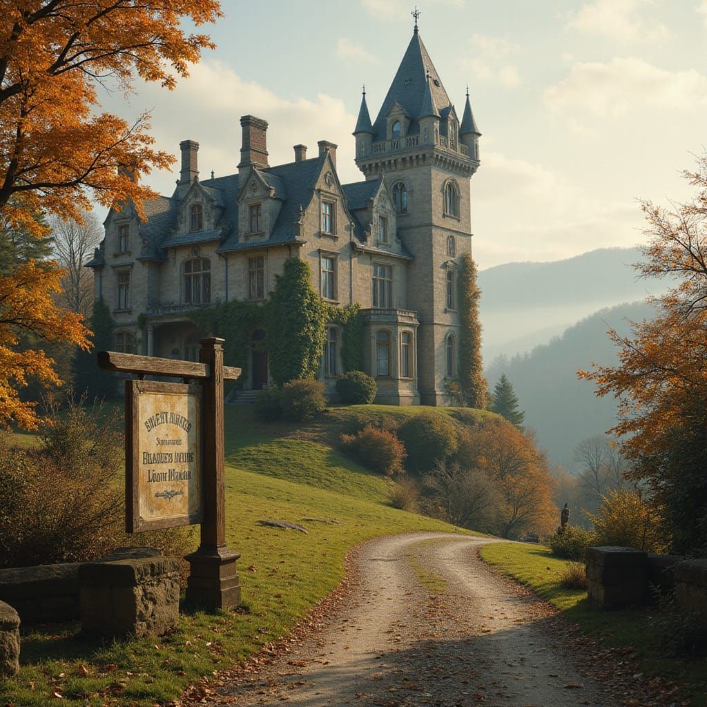 Elegant Beaux-Arts Manor House Amidst Autumnal Forest