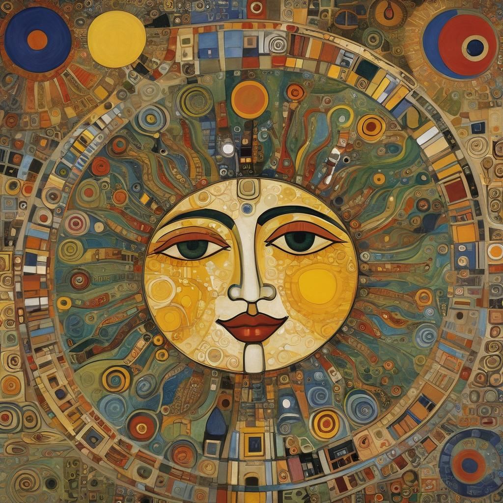 Laughing Sun Inspired by Hundertwasser and Klimt