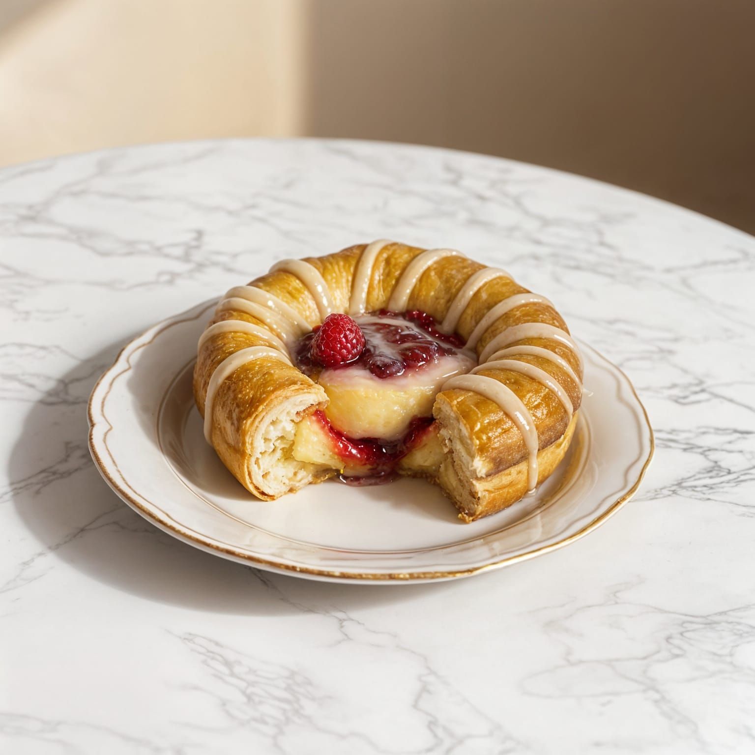 Delicious Danish Pastry with Raspberry Jam in Pop Art Style