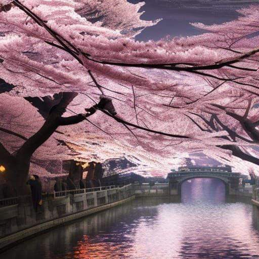 Cherry Blossom Kingdom in Japan: 8k Digital Painting