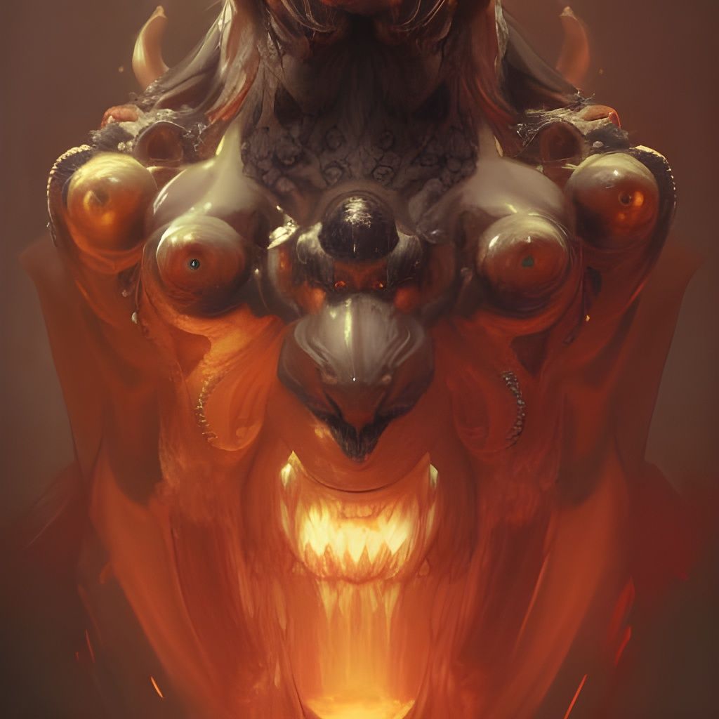 Demonic Cerberus Portrait in Hyperdetailed Style