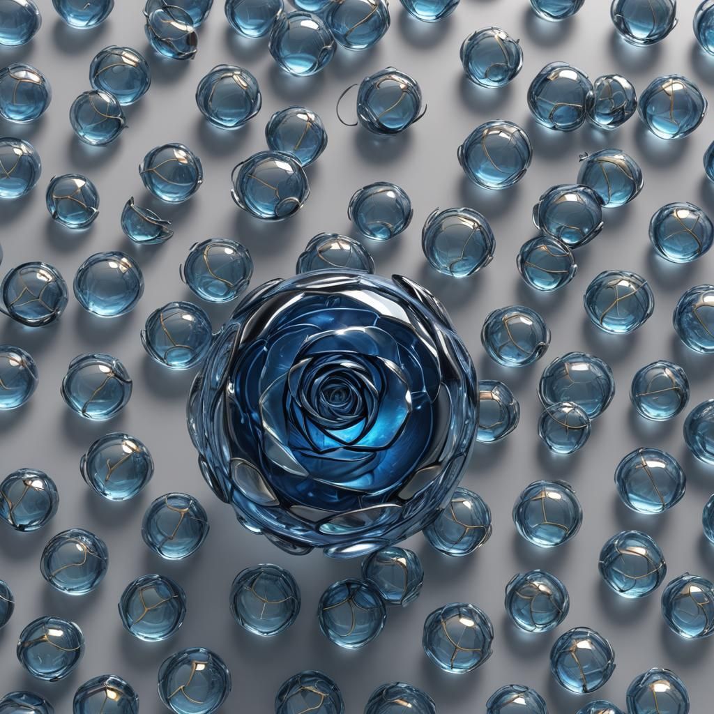Blue Glass Rosebud in Ultra-Detailed 8K