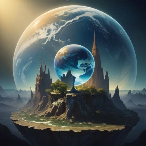 Hourglass of Earth: Hyperrealistic Concept Art