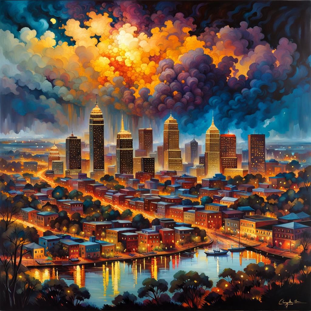 Gaborone Skyline in Mixed Media Style