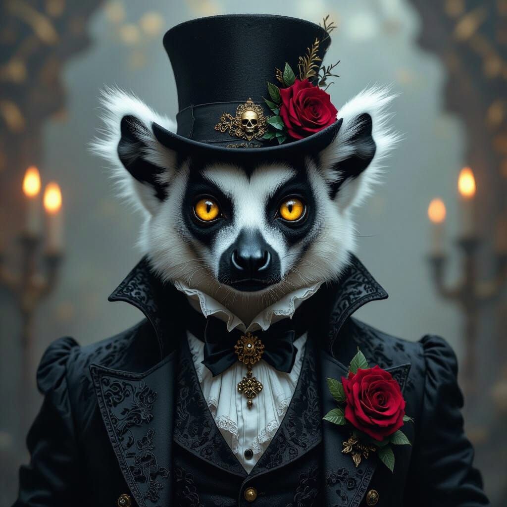 Gothic Lemur Portrait in Victorian Style