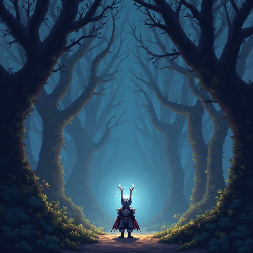 Resolute Knight in Ancient, Mystical Forest