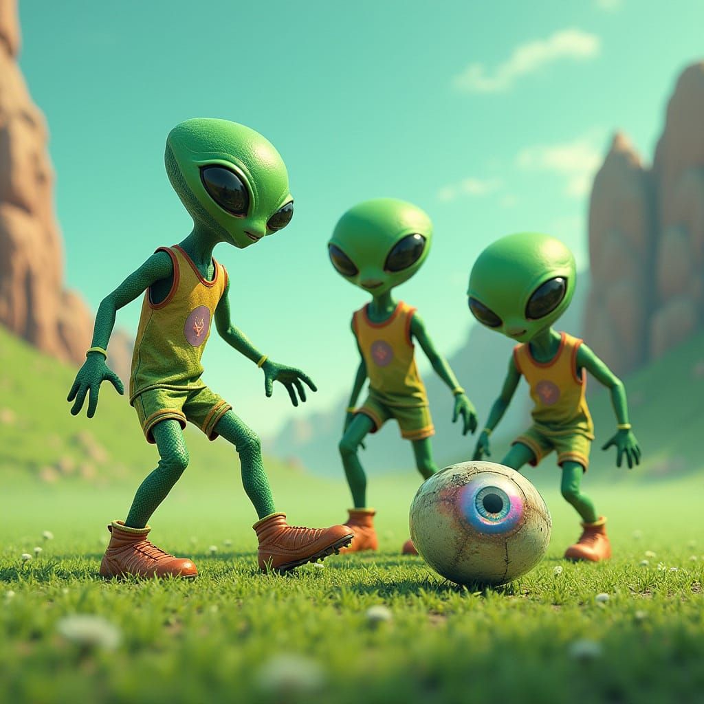 Martians Play Soccer on Alien Planet