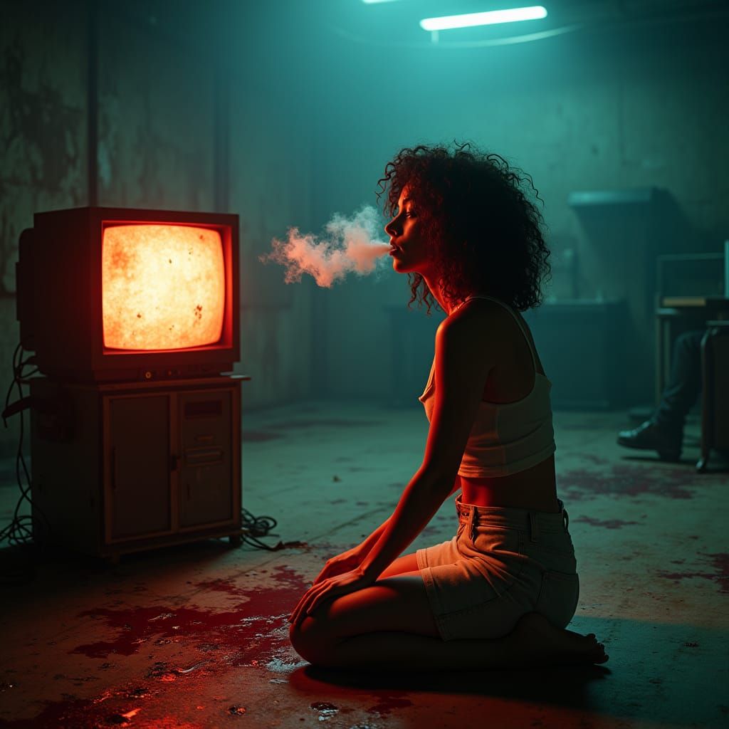 Film Noir Woman in Dystopian Backrooms