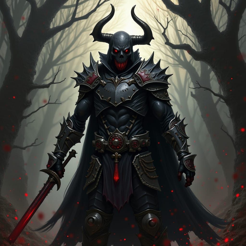 Dark Fantasy Landscape in Cyberpunk Style