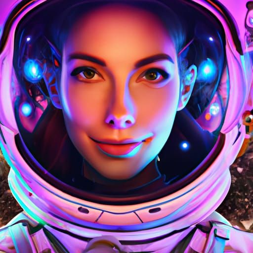 Astronaut Girl in Cyberpunk Spacesuit