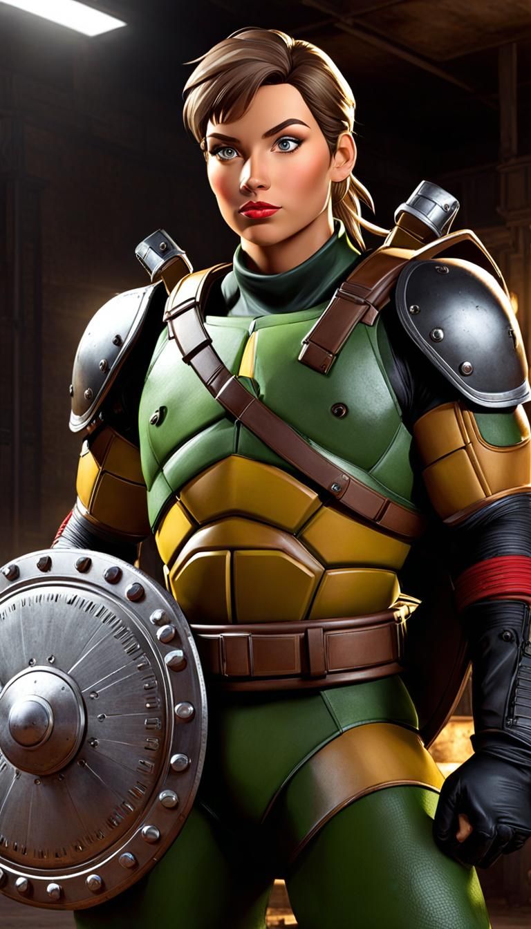 April O'Neil with Manhole Cover Shield