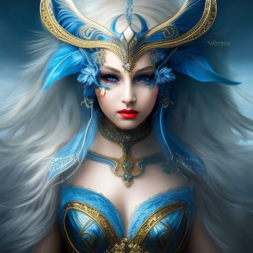 Venetian Mask Portrait in Dark Fantasy Style